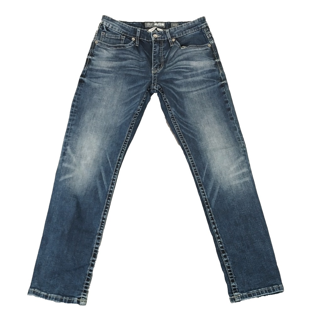 BKE‎ Jake Straight Leg Men's Jeans Denim Heavy Stitching Blue Size 33S